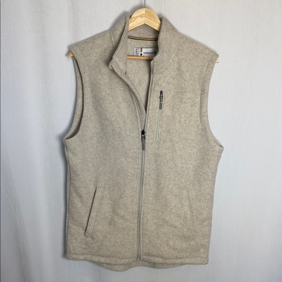Smartwool Men's Hudson Trail Fleece Vest Size M Light Grey Heather Wool Blend - Picture 2 of 10